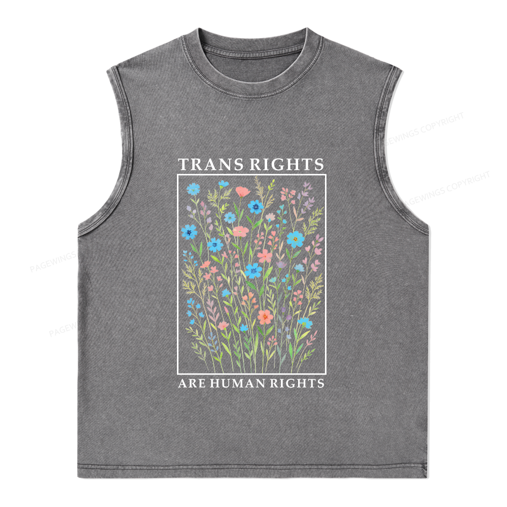 Pagewings Trans Rights Are Human Rights Unisex Washed Tank Top