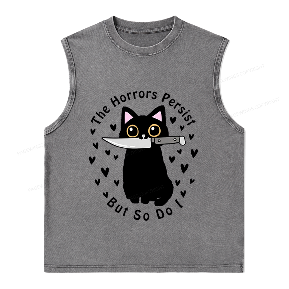 Pagewings The Horrors Persist But So Do I Unisex Washed Tank Top