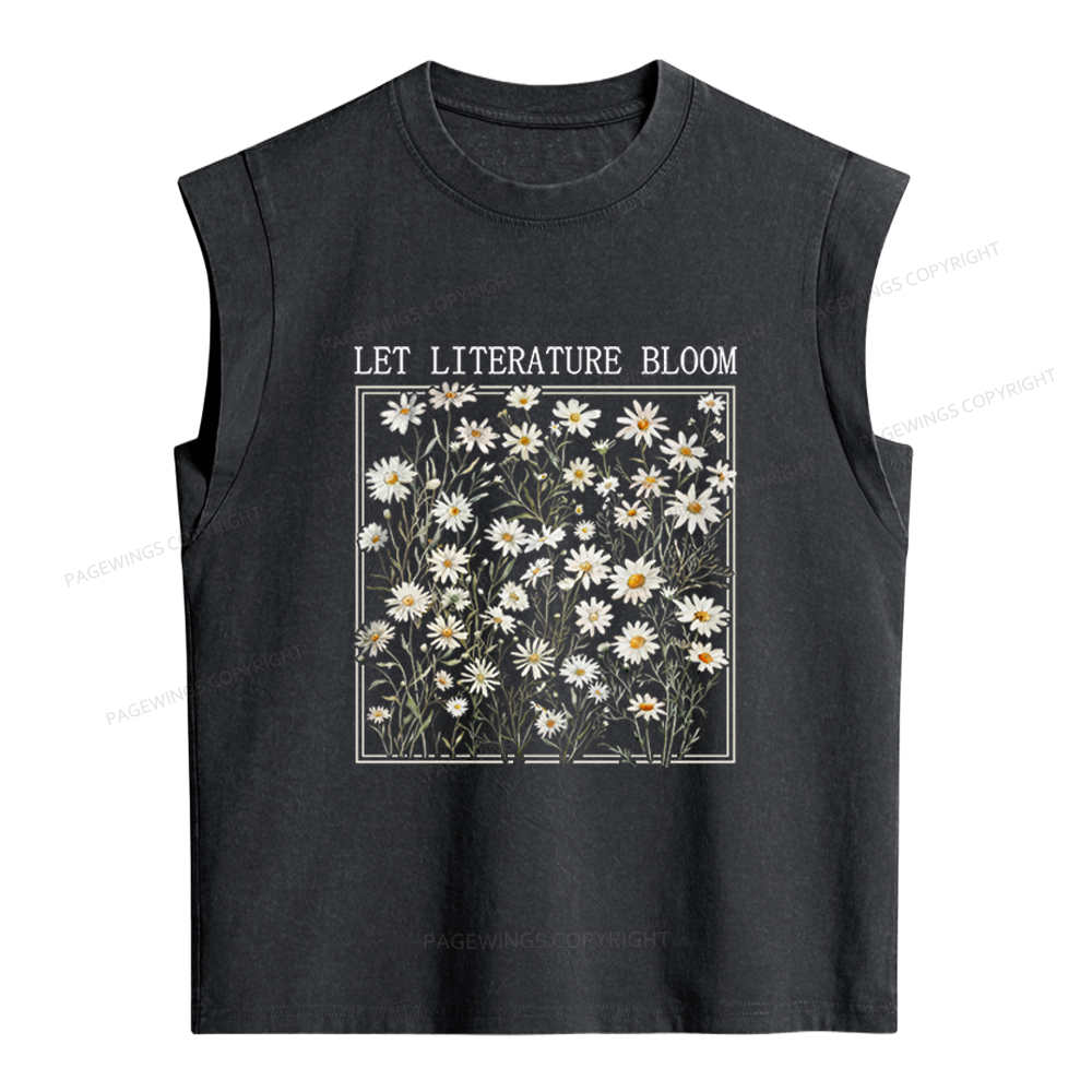 Pagewings Let Literature Bloom Women's Washed Tank Top