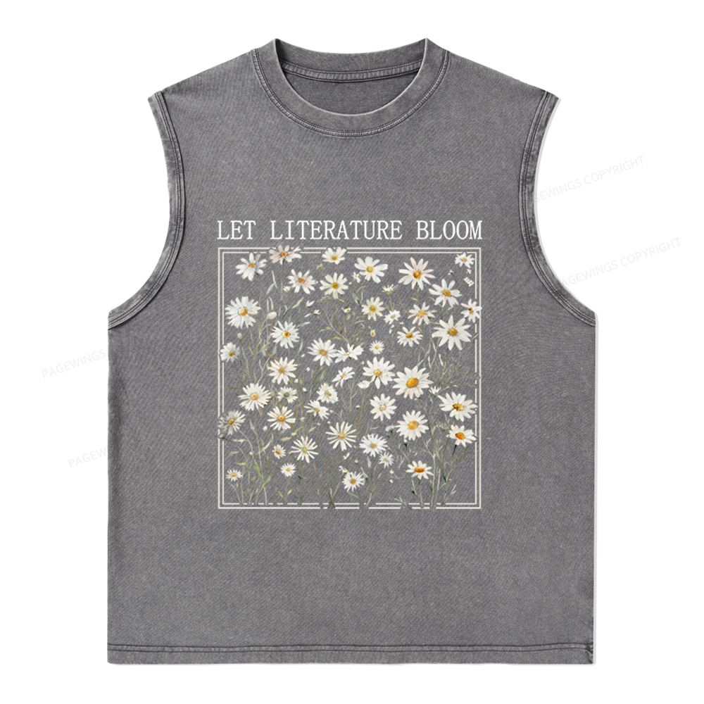 Pagewings Let Literature Bloom Unisex Washed Tank Top