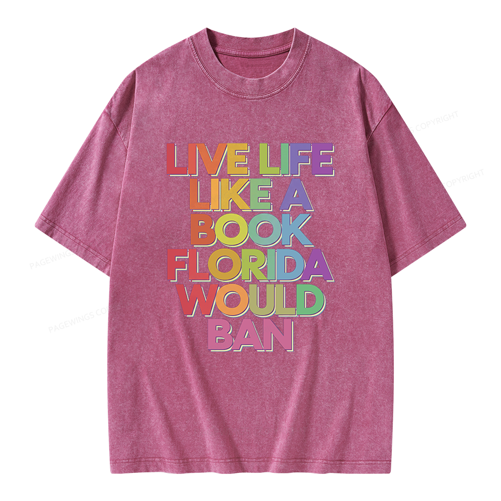 Pagewings Live Life Like A Book Unisex Washed T-shirt