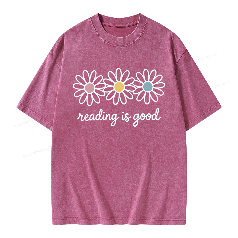 Pagewings Reading Is Good Unisex Washed T-shirt