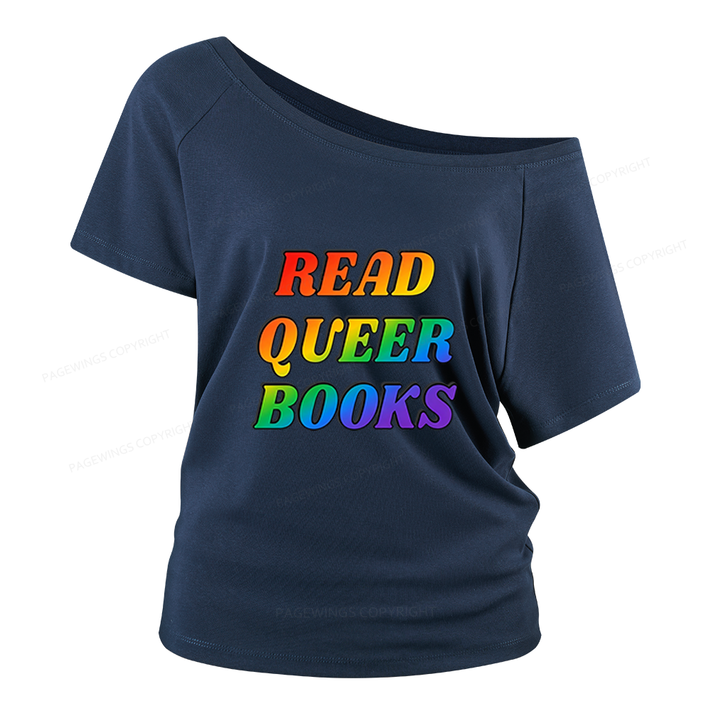 Pagewings Queer Books Women Off Shoulder T-shirts