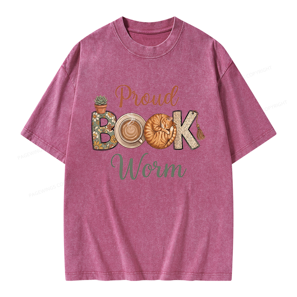 Pagewings Proud Book Worm Unisex Washed T-shirt