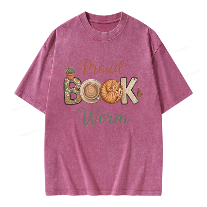 Pagewings Proud Book Worm Unisex Washed T-shirt