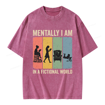 Pagewings Reading In A Fictional World Unisex Washed T-shirt
