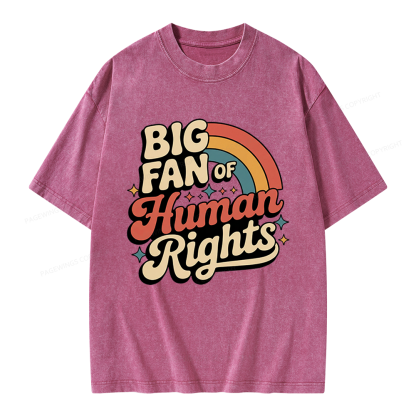 Pagewings Big Fan of Human Rights Unisex Washed T-shirt