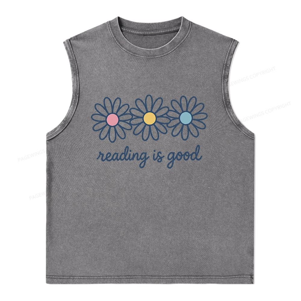 Pagewings Reading Is Good Unisex Washed Tank Top