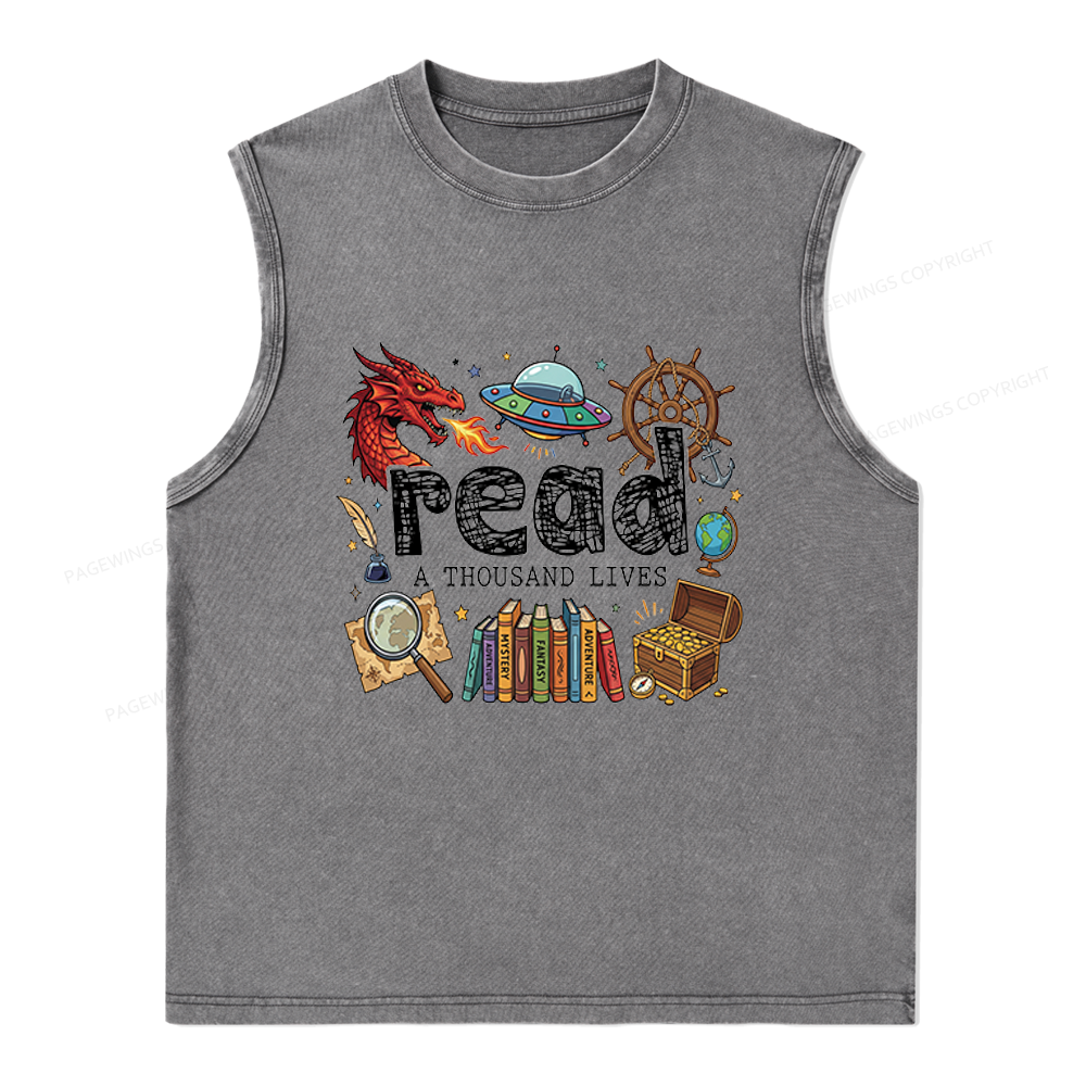 Pagewings Read A Thousand Lives Unisex Washed Tank Top