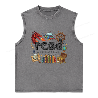 Pagewings Read A Thousand Lives Unisex Washed Tank Top