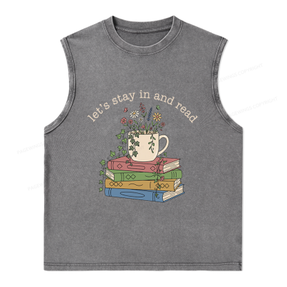 Pagewings Let's Stay In And Read Unisex Washed Tank Top