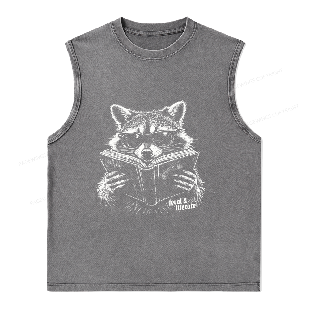 Pagewings Funny Raccoon Unisex Washed Tank Top