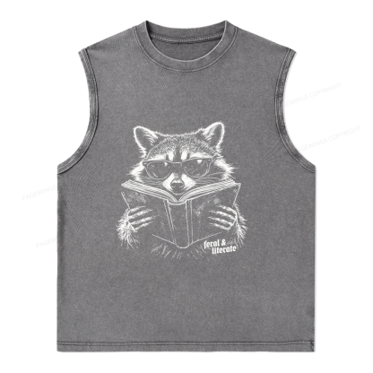 Pagewings Funny Raccoon Unisex Washed Tank Top