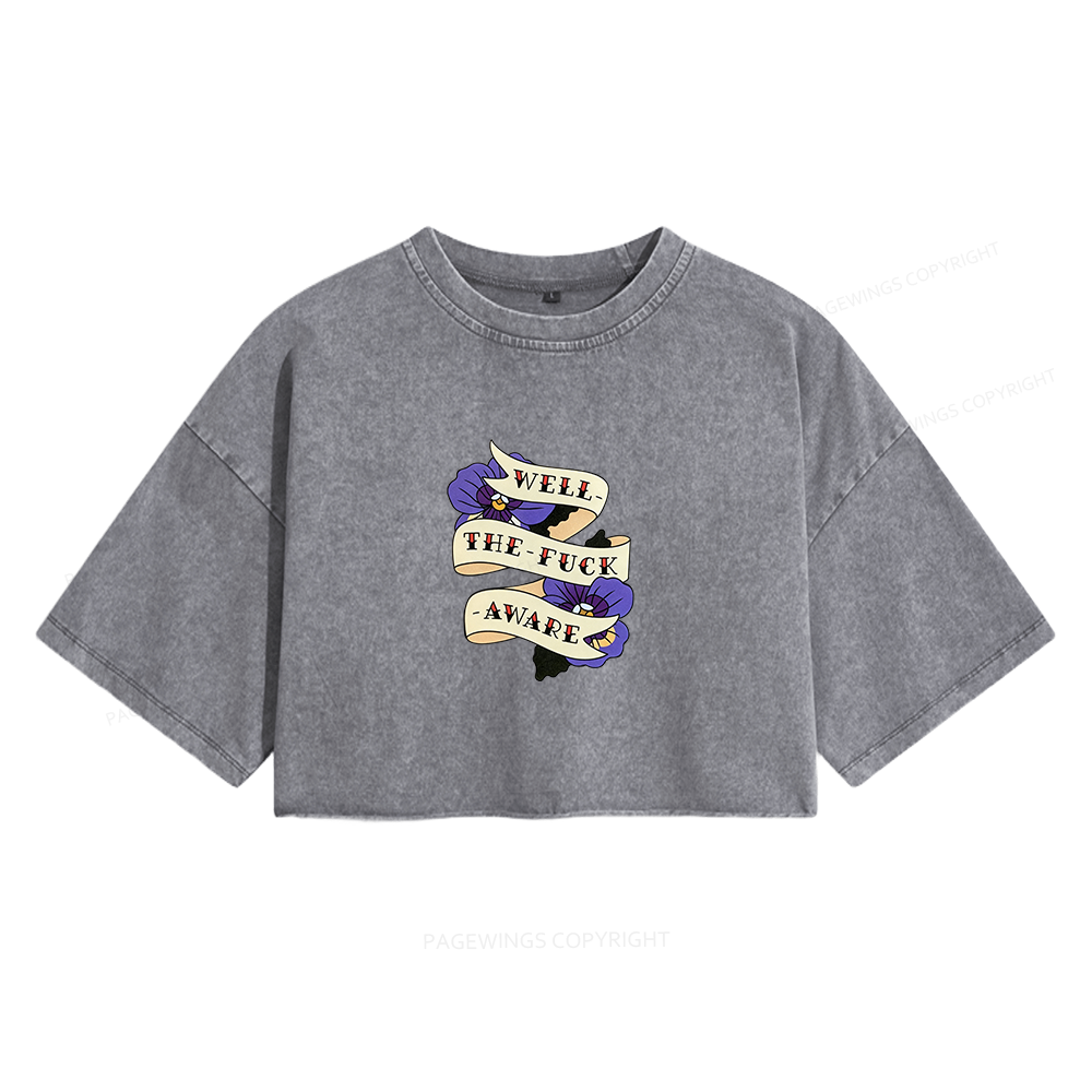 Pagewings Fantasy Books Lover Women's Washed Cropped T-shirt