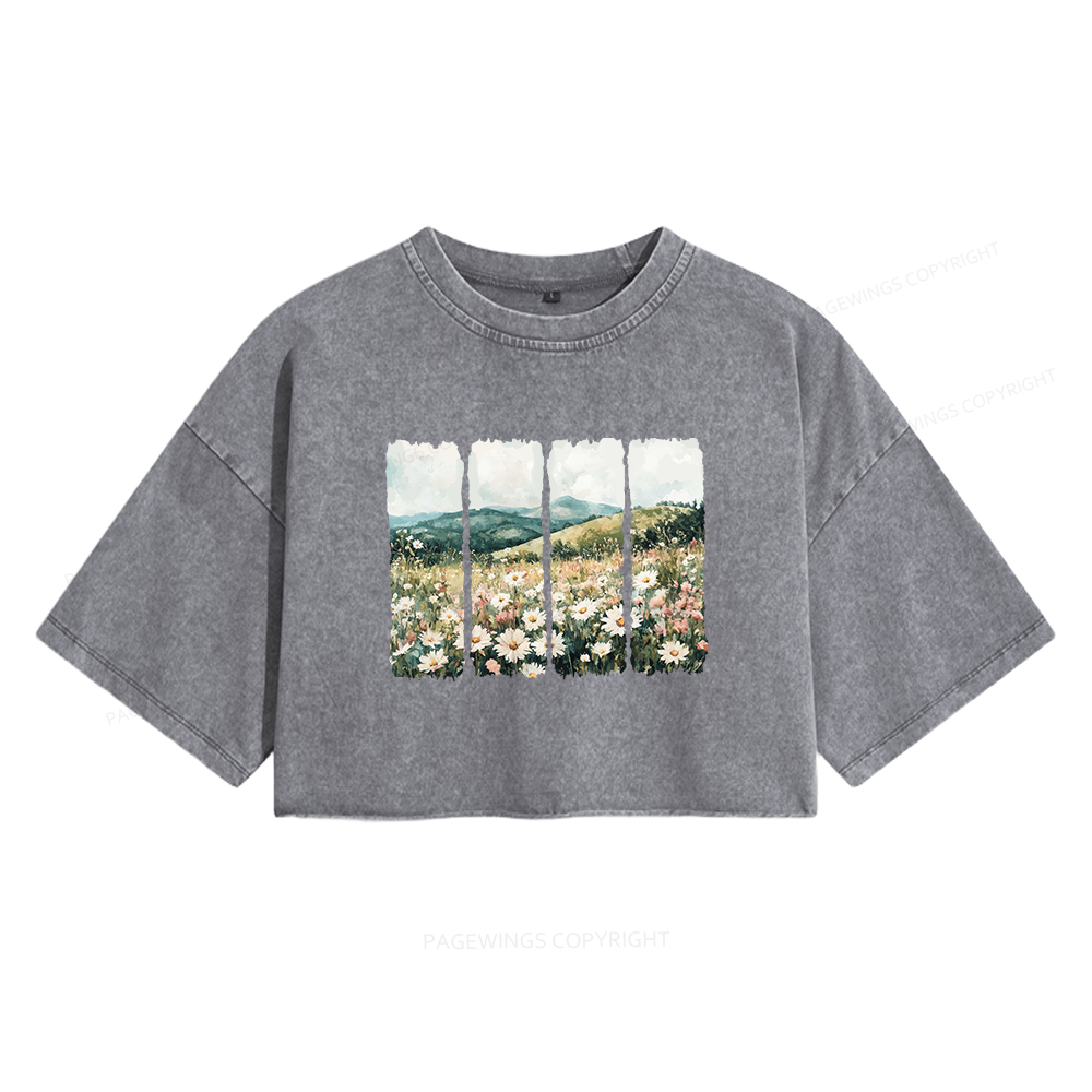 Pagewings Let Literature Bloom Women's Washed Cropped T-shirt