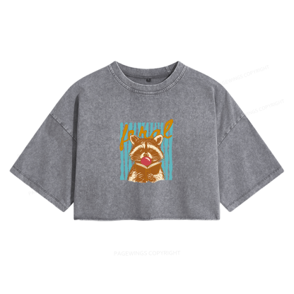 Pagewings Feral Girl Summer Women's Washed Cropped T-shirt