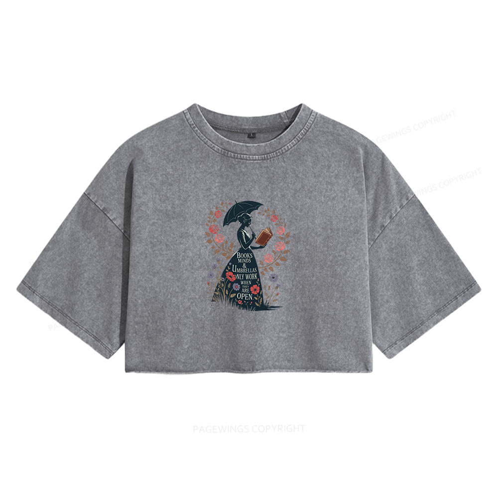 Pagewings Books Minds Women's Washed Cropped T-shirt