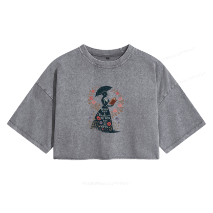 Pagewings Books Minds Women's Washed Cropped T-shirt