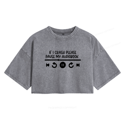 Pagewings Audiobook Women's Washed Cropped T-shirt