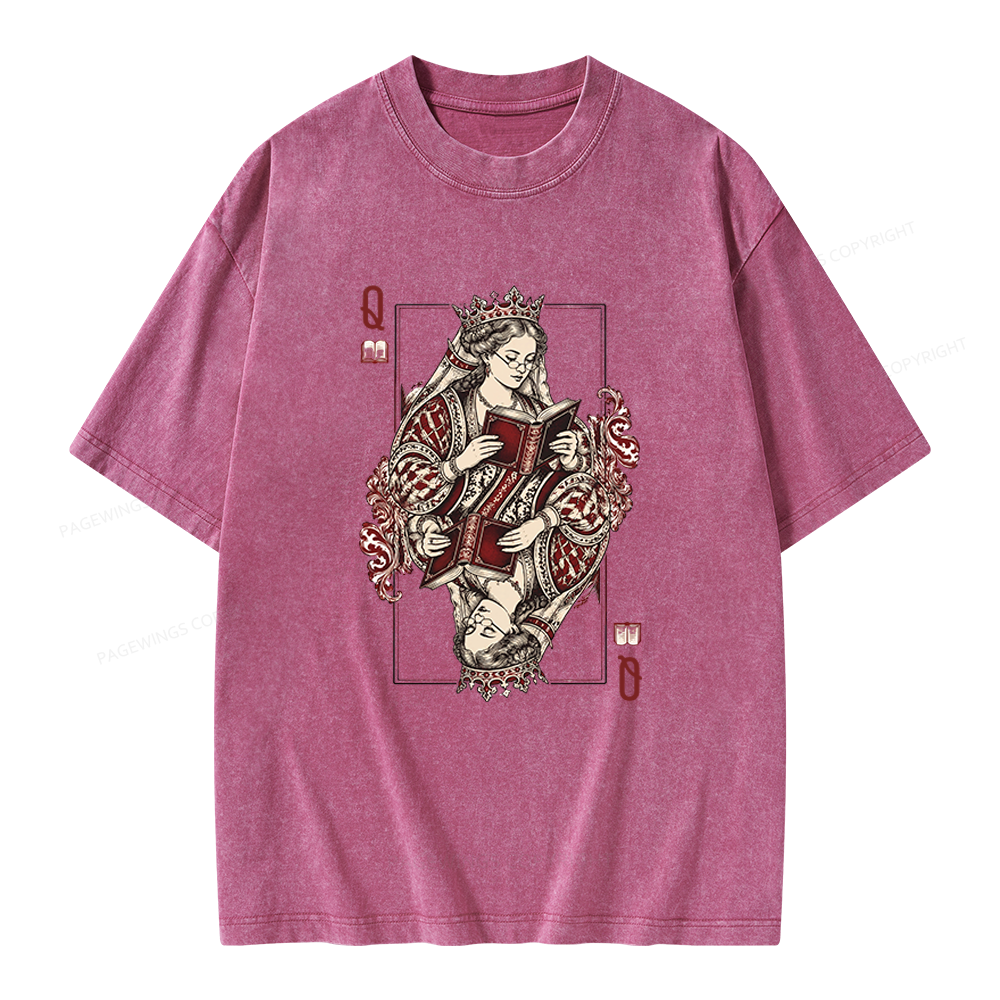 Pagewings Queen of Books Unisex Washed T-shirt