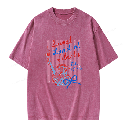 Pagewings Sweet Land of Liberty Unisex Washed T-shirt