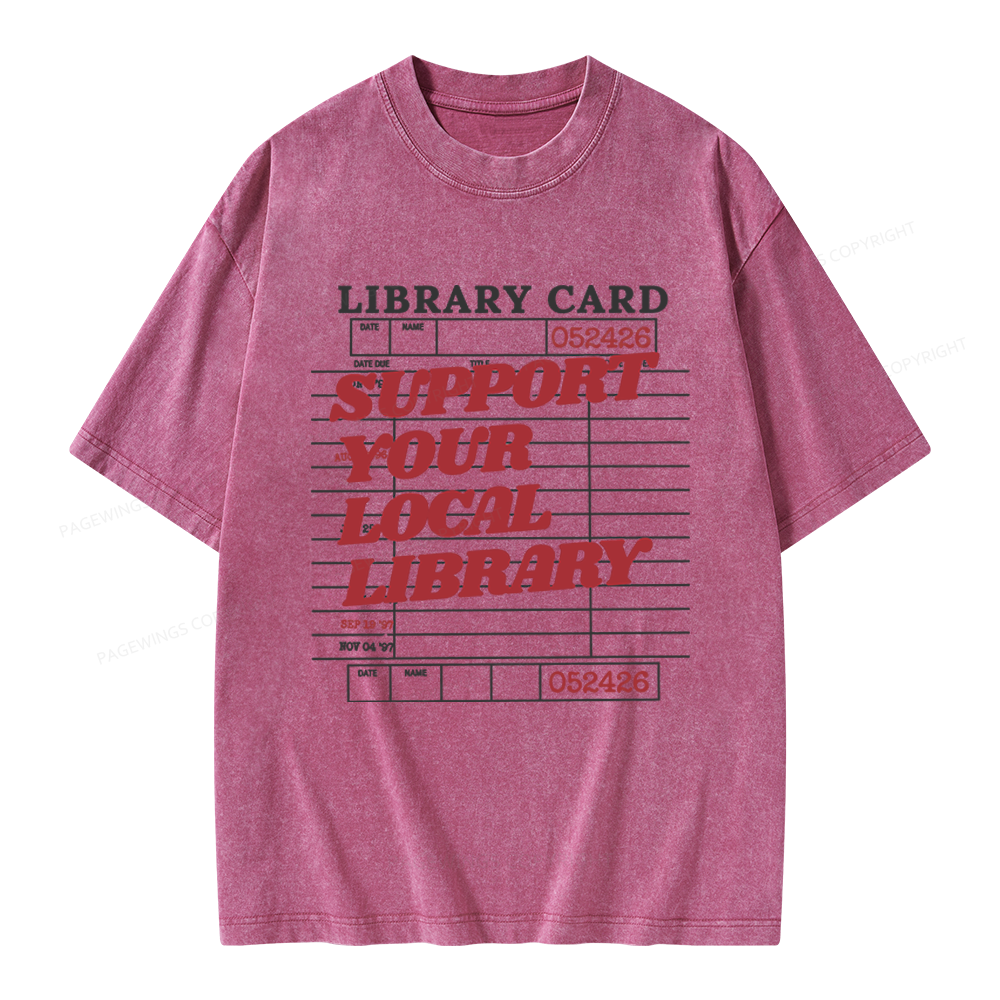 Pagewings Support your Local Library Unisex Washed T-shirt