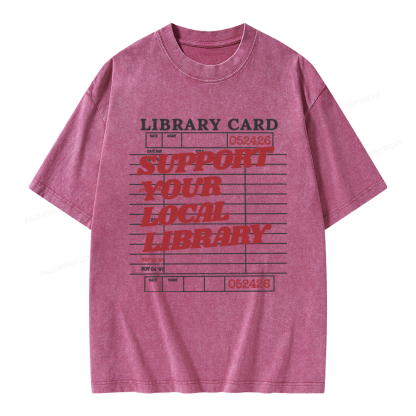 Pagewings Support your Local Library Unisex Washed T-shirt