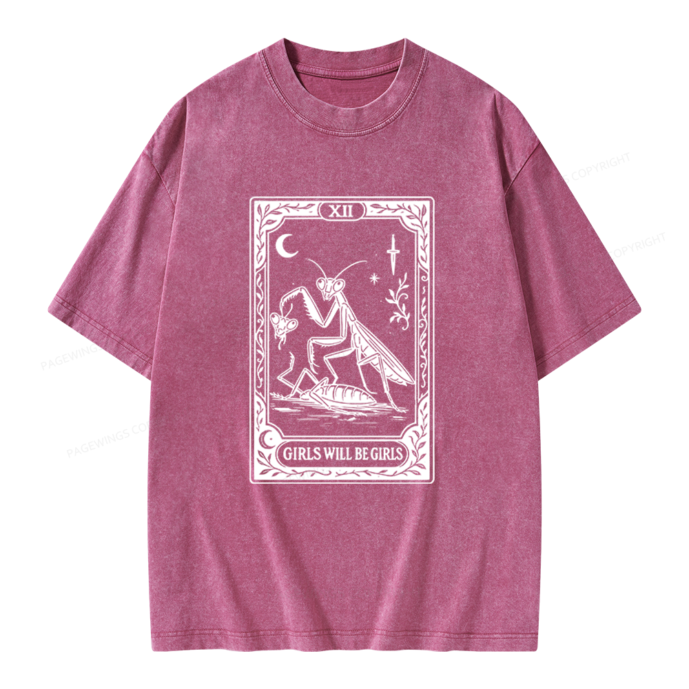 Pagewings Girls Will Be Girls Unisex Washed T-shirt
