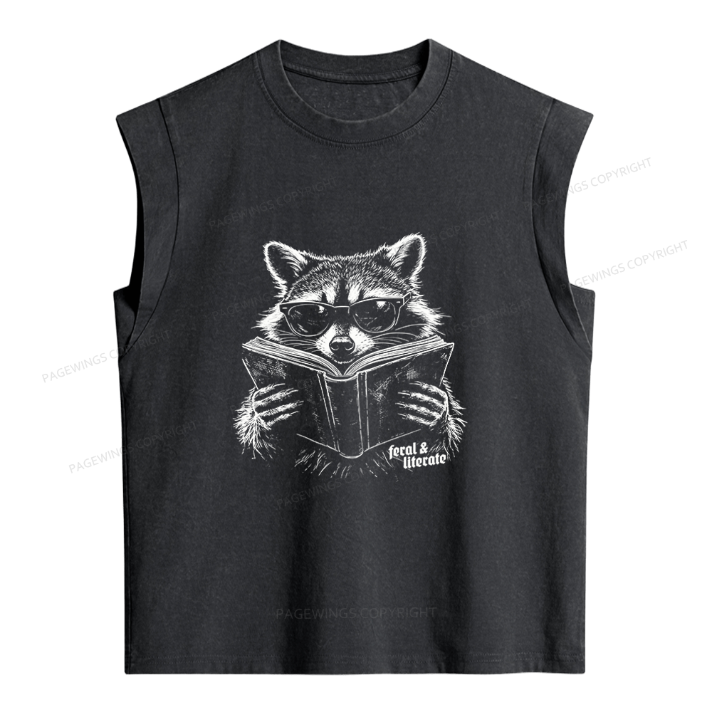 Pagewings Funny Raccoon Women's Washed Tank Top