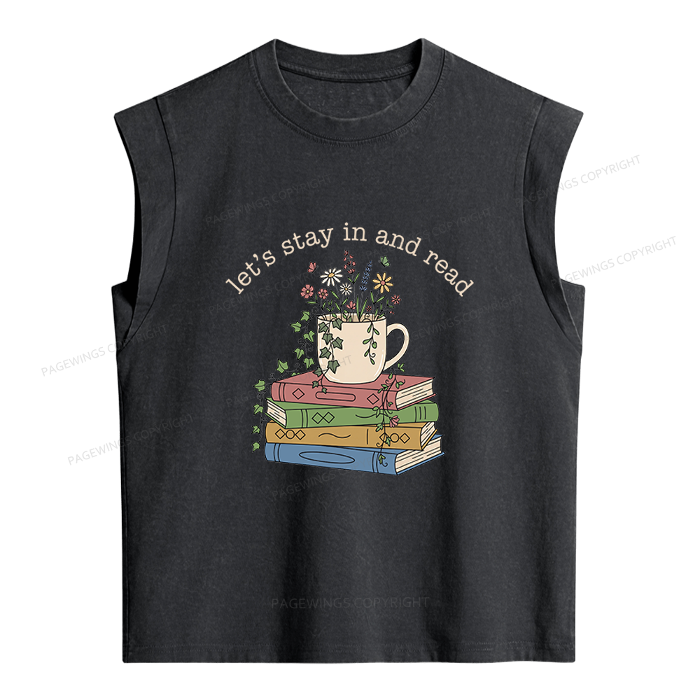 Pagewings Let's Stay In And Read Women's Washed Tank Top
