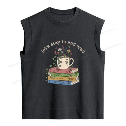 Pagewings Let's Stay In And Read Women's Washed Tank Top