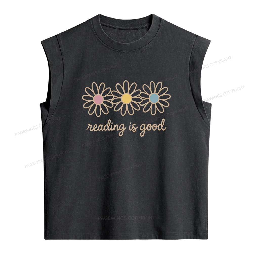 Pagewings Reading Is Good Women's Washed Tank Top