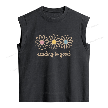 Pagewings Reading Is Good Women's Washed Tank Top