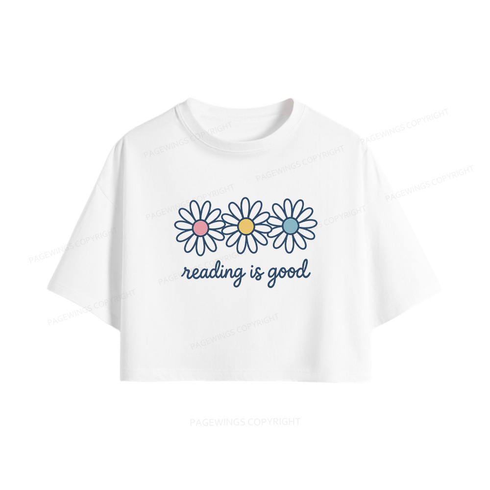 Pagewings Reading Is Good Women Crop Tops