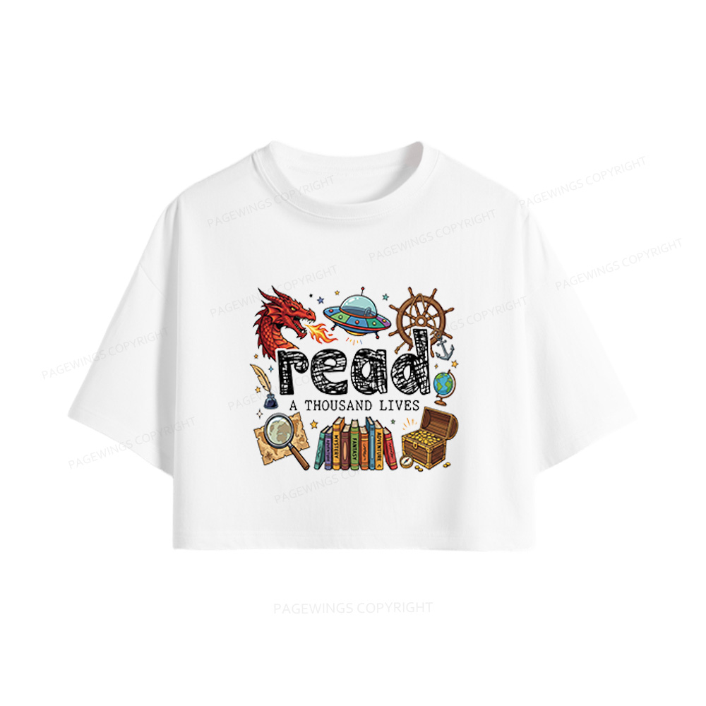 Pagewings Read A Thousand Lives Women Crop Tops