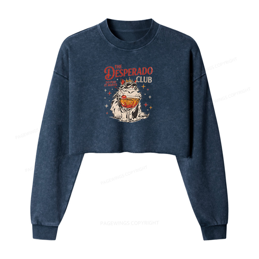 Pagewings Desperado Club Washed Crop Sweatshirt