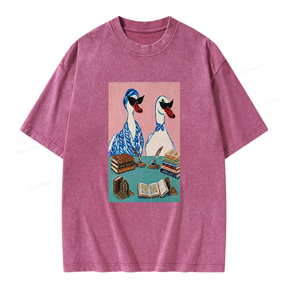 Pagewings Duck Book Club Unisex Washed T-shirt