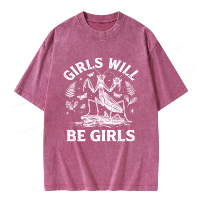 Pagewings Girls Will Be Girls Unisex Washed T-shirt