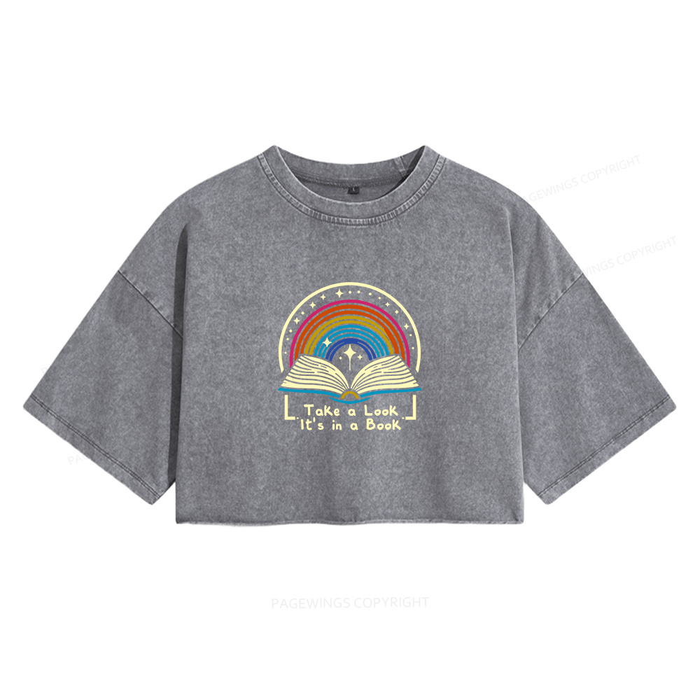 Pagewings Take A Look It's In A Book Women's Washed Cropped T-shirt