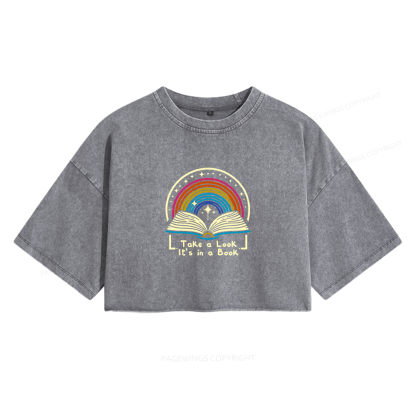 Pagewings Take A Look It's In A Book Women's Washed Cropped T-shirt