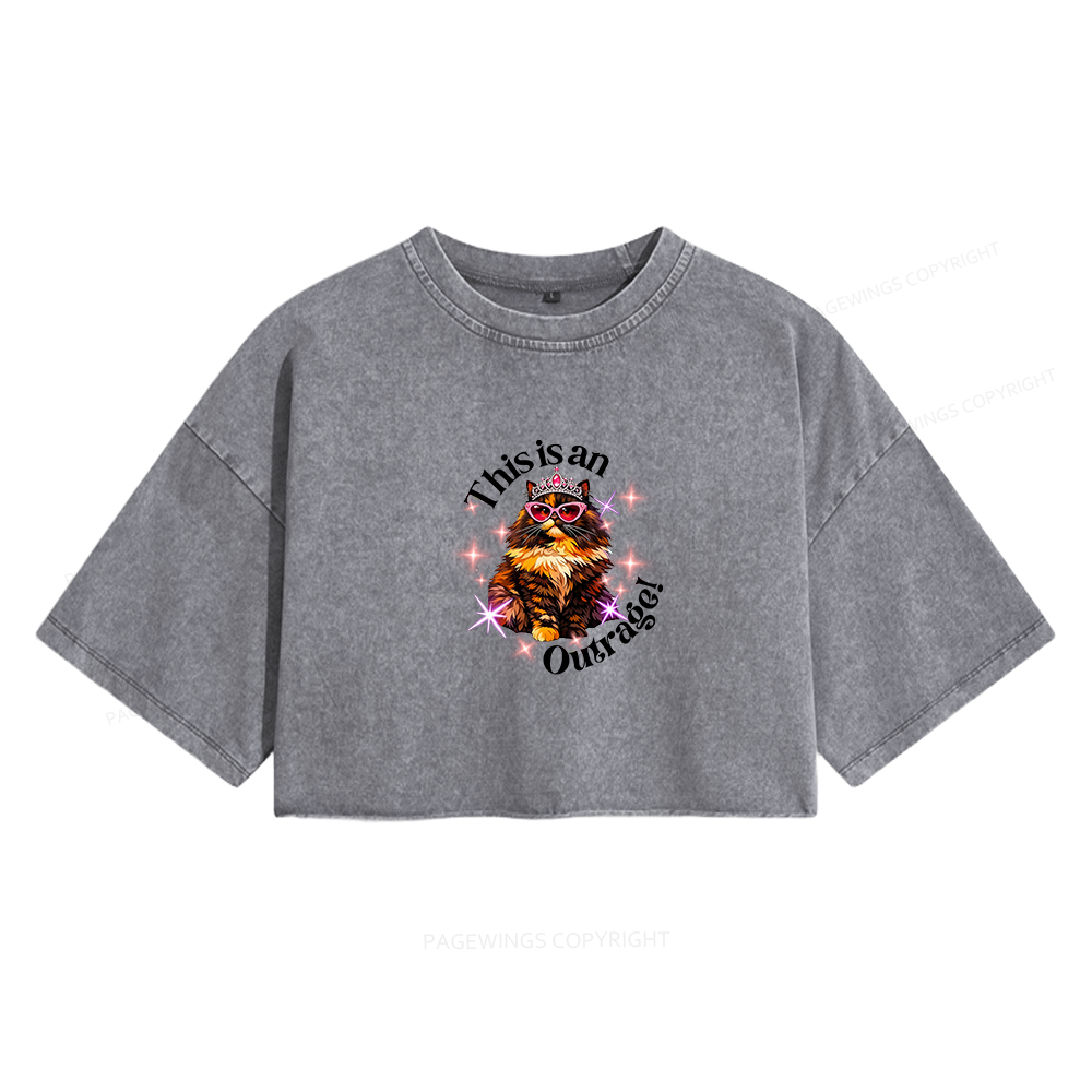 Pagewings This Is An Outrage Women's Washed Cropped T-shirt