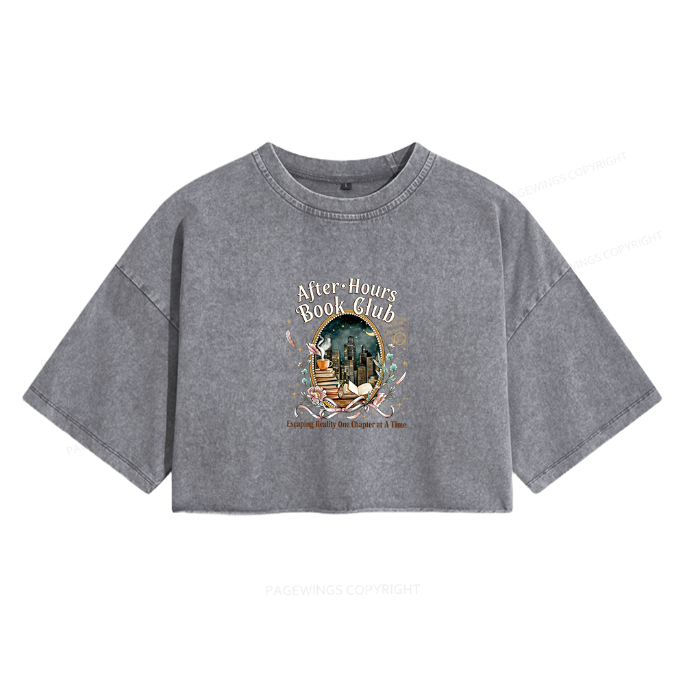 Pagewings After‑Hours Book Club Women's Washed Cropped T-shirt