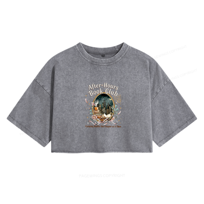 Pagewings After‑Hours Book Club Women's Washed Cropped T-shirt