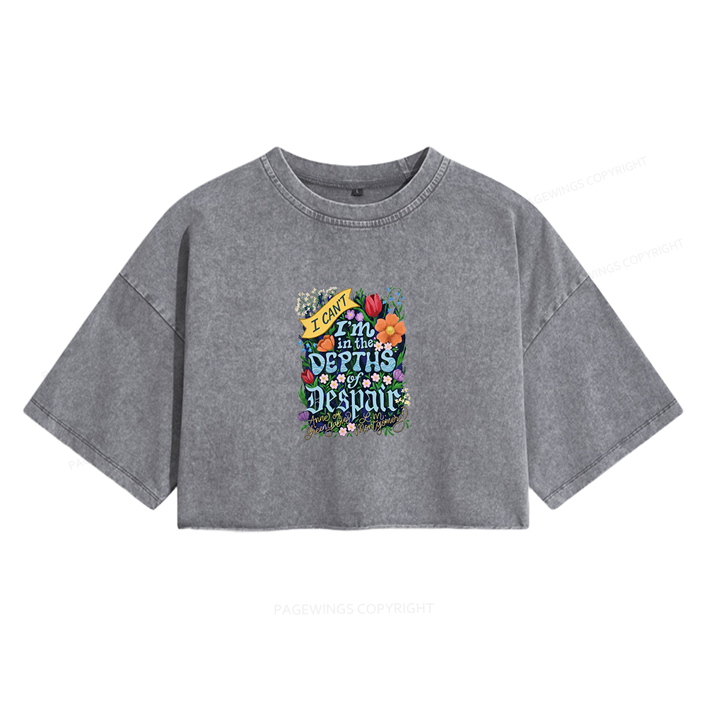 Pagewings Depths Of Despair Women's Washed Cropped T-shirt