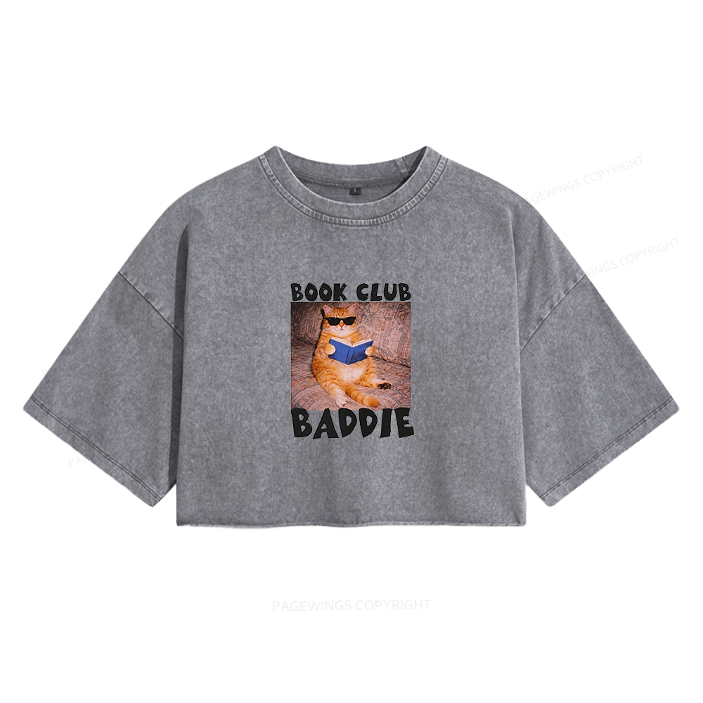 Pagewings Book Club Baddie Women's Washed Cropped T-shirt