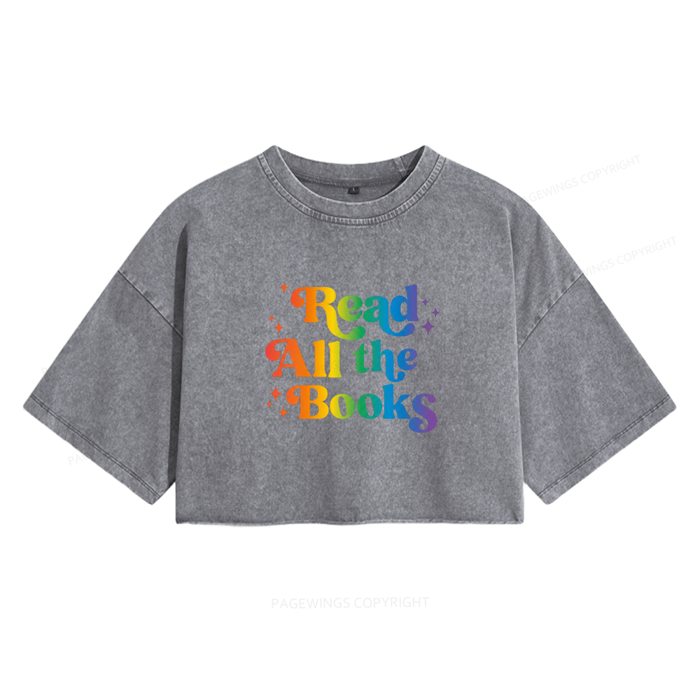 Pagewings Read All the Books Women's Washed Cropped T-shirt