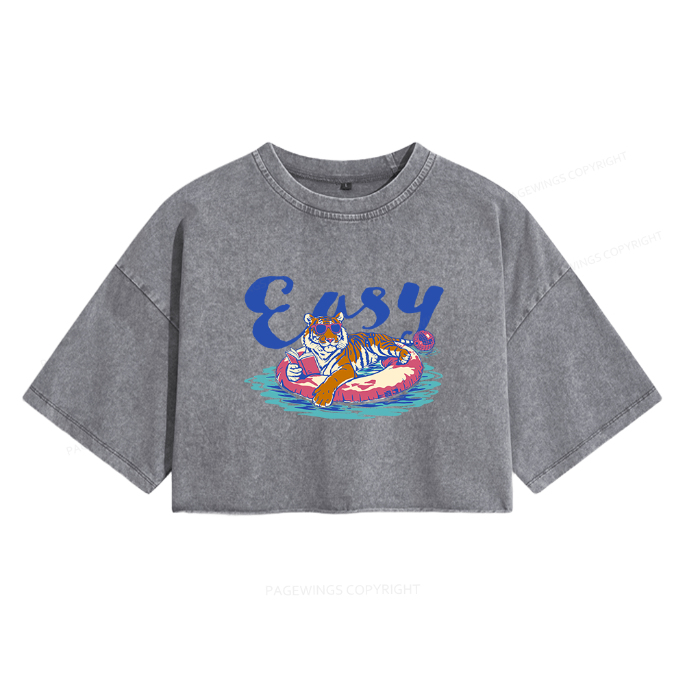 Pagewings Summer Reading Women's Washed Cropped T-shirt