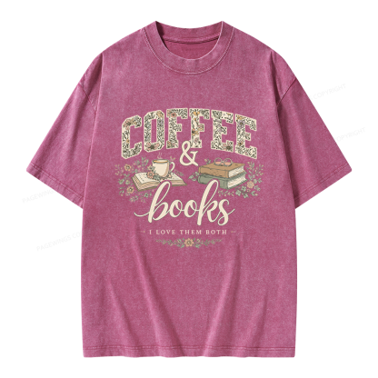 Pagewings Coffee and Books Unisex Washed T-shirt