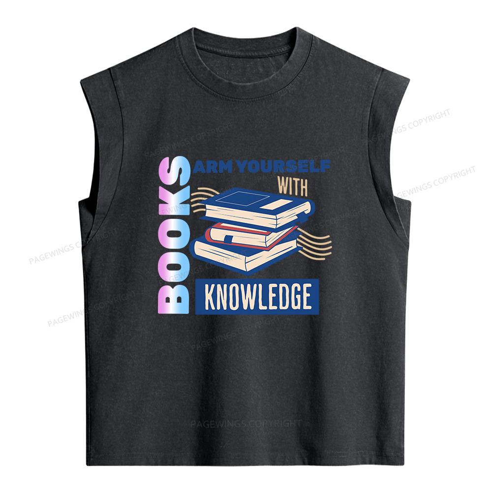 Pagewings Arm Yourself With Knowledge Women's Washed Tank Top