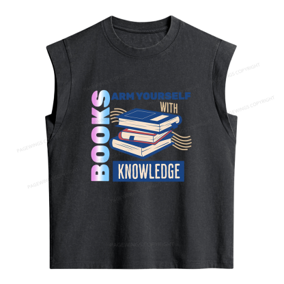 Pagewings Arm Yourself With Knowledge Women's Washed Tank Top